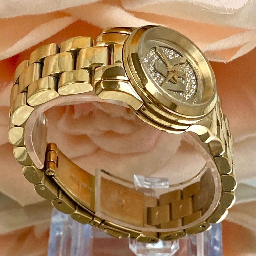 Michael Kors Mini Runway Crystal Accented Dial Gold-Tone Watch - Picture 5 of 16